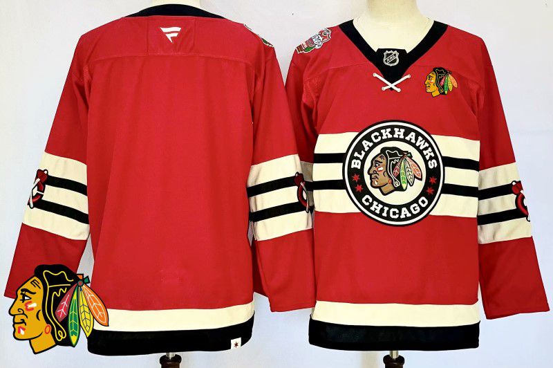 Men Chicago Blackhawks Blank Red Fanatics 2025 NHL Jersey style 1